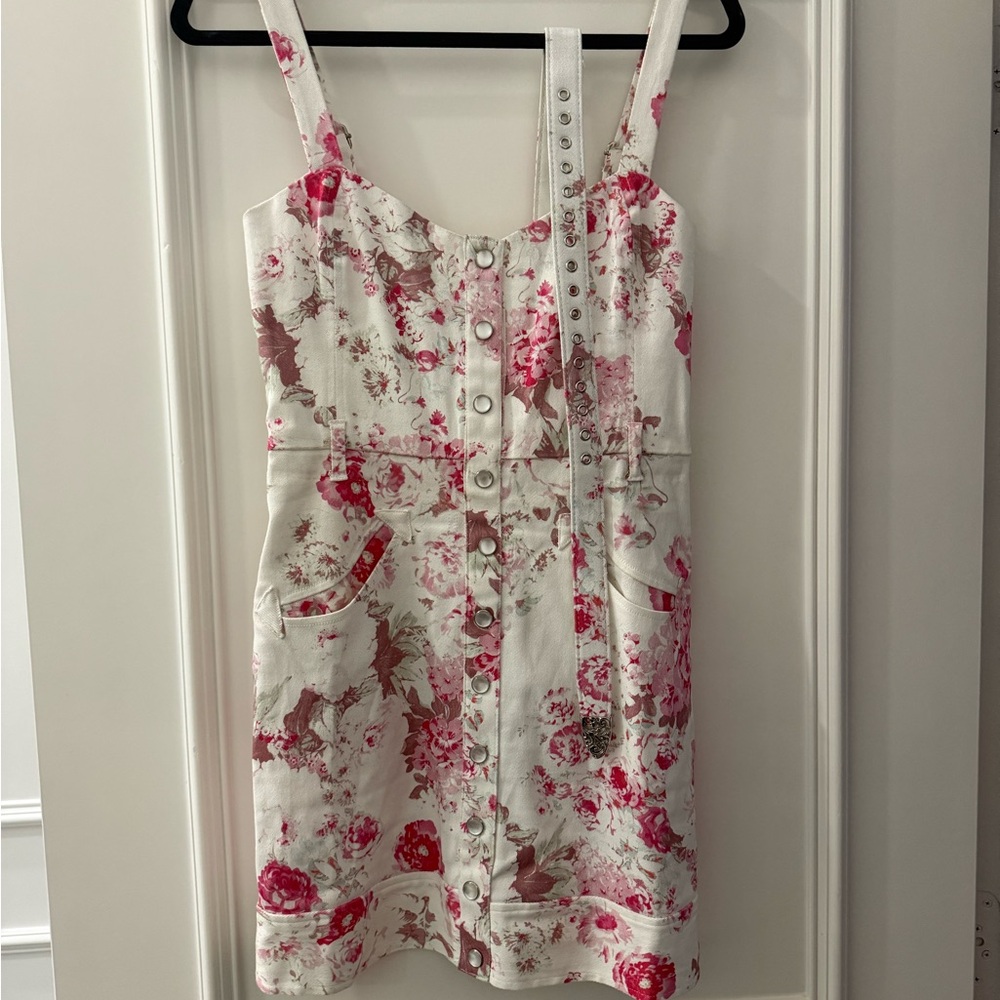 For Love And Lemons Floral Mini Dress - Pink and White